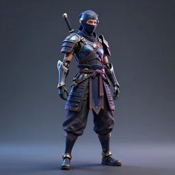full body front view portrait of natural, biocyborg ninja samurai, character design, made in blender, octane render, ray tracing, ultra detailed, fantasy, neon lighting, posing,