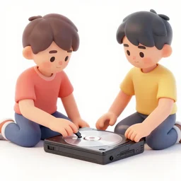 Kids playing with a betamax