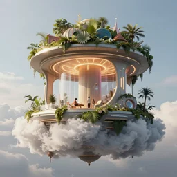 : afro futuris house in cloud,hyper detailed art station  parabolic lighting contest winners unrealengine trending on artstation,cinematic, hyper realism, high detail, octane render, 8k