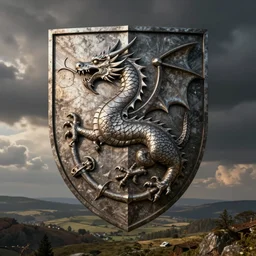 medieval coat of arms in dragon symbol. arstation trending
