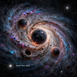 black hole, intricate, galaxy, highly detailed, digital painting, concept art, illustration, artstation, Profound and vast, UE5, colorful, by Gioele Muscolino