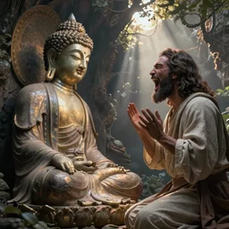 Buddha screaming at Jesus