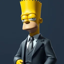 digital art of statue of bart simpson in business suit