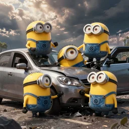 minions involved in a horrific car crash