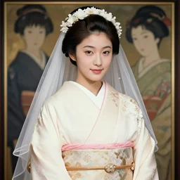 cassandra cain wearing a wedding kimono, realistic shaded, pleasant face, fine details, medium shot, portrait, realistic shaded lighting poster by greg rutkowski, artgerm, kyoto animation and alphonse mucha
