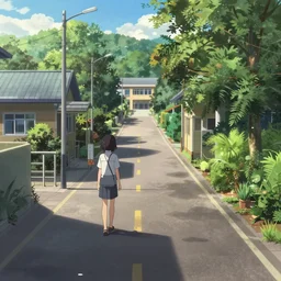 a school road by shinkai makoto, trending on pixiv