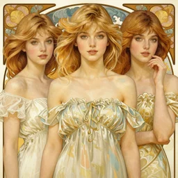attractive young women with shoulder length blonde hair, half body shot, path traced, highly detailed, high quality, digital painting, alena aenami, lilia alvarado, shinji aramaki, karol bak, alphonse mucha, tom bagshaw