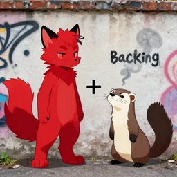 ( ( ( red + black = ( furry fandom * fursona ) ) / ( weasel * ferret * stoat ) ) + ( smoke * backing ) ) = ( wall + graffiti )