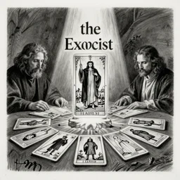 the exorcist, tarot, black and white graphite drawing, agostino arrivabene