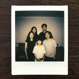 old polaroid of a family, there is a gloomy atmosphere in the ambient