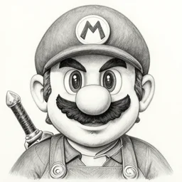 mario as The Witcher, pencil art on paper, highly detailed,symmetrical face,symmetrical eyes