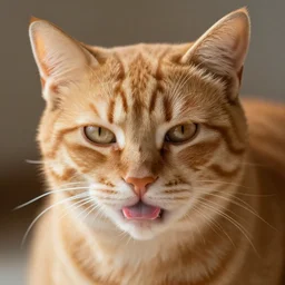 an orange cat licking it's nose