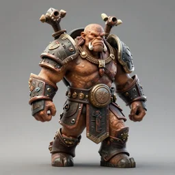 warhammer orc feral chieftain, wearing tribal armor, bulky body, ogre head, tusked, beksinski