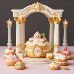 baroque rococo painting Royal Fancy Pastry Hildebrandt Lisa Frank high detail cute adorable whimsical cookies cakes petit fours columns