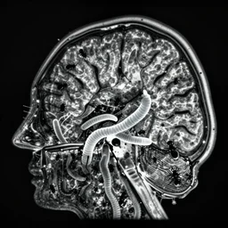 parasitic infestation, MRI, Brain, worms and microscopic organism, mites and insects, organic, MRI, microscopic view
