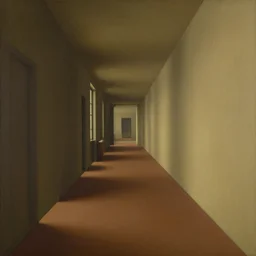 infinite endless hallway painting by rene magritte, high detail, high resolution