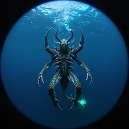 photo of a azathoth swimming in the ocean, national geographic, shutterstock contest winner, ecological art, bioluminescence, fisheye lens, wide lens