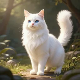 cat furry, cat fursona, furry art, white fur, global illumination, radiant light, detailed and intricate environment