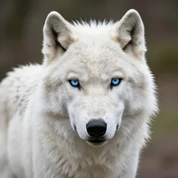 hyper - realistic portrait of a white wolf with blue eyes, photorealism, portrait photography, volumetric lighting, insanely detailed, artstation, 4 k, 8 k