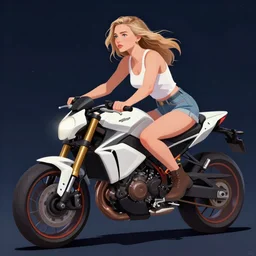 chloe grace moretz is riding a motorbike, digital painting, artstation, the space background, concept art, illustration,