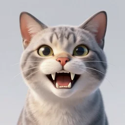 Cat with sharp teeth, 3d, ray traced, high detail