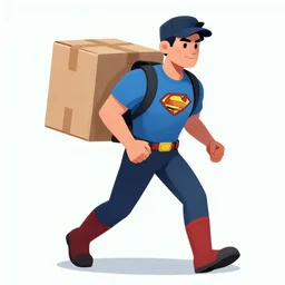 a superhero, delivering packages for amazon, digital painting - c 1 1. 0