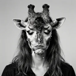 photographic portrait max ernst sad woman giraffe feathers face melting