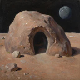 exterior view of a habitat on an asteroid in space greg rutkowski paul lehr oil on canvas