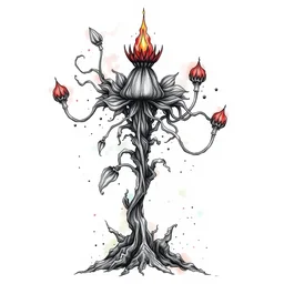beautiful aesthetic inspirational masterful professional ink pen and watercolor sketch of an occult mystical power plant, ultra detailed, fine details, trending on artstation, high quality paper