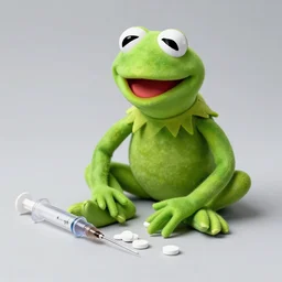 kermit the frog in opiates, hypodermic needles,