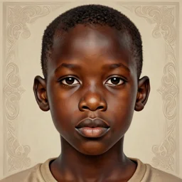 upper half portrait an african boy - art by james jean, highly detailed, digital painting, illustration, illustration, smooth, sharp focus, intricate, symmetry, pinterest, behance, art station