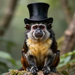 digital illustration of a emperor tamarin monkey wearing a top hat, deviantArt, artstation, artstation hq, hd, 4k resolution