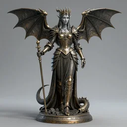 Gothic elf princess in dragon armor, bronze statue, unreal engine, high detailed