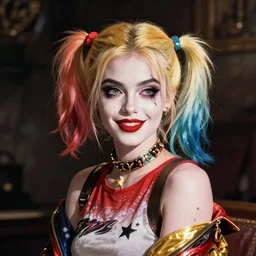 female character inspired by harley quinn and star butterfly, artwork by studios ghibli and jakub rebelka