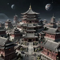 cyberpunk ancient chinese city, space art, cgsociety, 8 k hd, rendered in maya, vary tracing