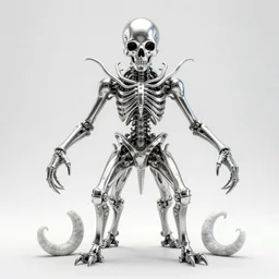 stylized shiny polished silver statue full body extra limbs bizarre cosmic horror quadruped animal skull ( skeleton ) framework four legs made of marble of slug creature tendrils, perfect symmetrical body, perfect symmetrical face, hyper realistic, hyper detailed, by johannen voss, by michelangelo, octane render, blender, 8 k, displayed in pure white studio room