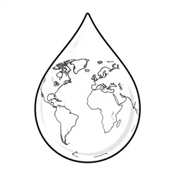 an adult coloring page of a world inside a water drop