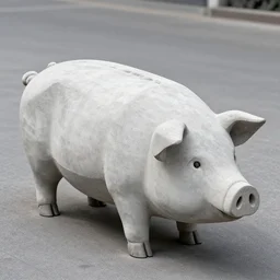pig shaped jersey barrier made from concrete in the style of brutalism