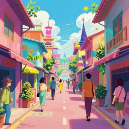 a street from an anime movie, vibrant colors, in the style of Surendra Rajawat on ArtStation, 4k,