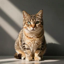 buff cat starring at the camera