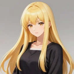 absolutely beautiful art of [ junko enoshima ], an evil gyaru model with long blonde pigtails, a black top, a red plaid skirt, and knee high boots, expressive blue eyes, long red nails, japanese, villianess, art by artgerm, greg rutkowski, cyrine, alphonse mucha, beautiful colors and lighting, photorealistic digital art