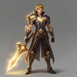 a league of legends character concept art!! by atey ghailan. in the cartoon style of arcane!! full body!! clear portrait of a hero in uniform!! fantasy weapon!! light effect. hyper detailed. glowing lights!! intricate, elegant, digital painting, artstation, smooth, sharp focus