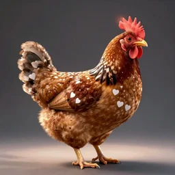 cute!!! barred Plymouth Rock chicken, studio!! Portrait lighting, spotted with small white hearts!!