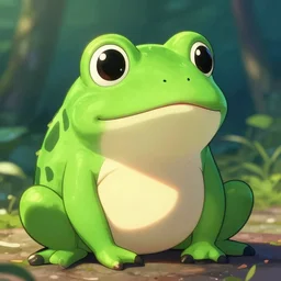 a beautiful portrait of cute anime frog looking expecting plush toy, digital art by eugene de blaas and ross tran, vibrant color scheme, highly detailed, in the style of romanticism, cinematic, artstation, greg rutkowski