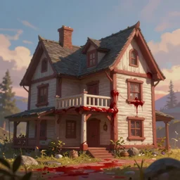 house in the blood, shallow depth of field, highly detailed, digital painting, trending artstation, concept art, illustration, cinematic lighting, vibrant colors, photorealism, epic, octane render