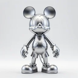 stylized shiny polished silver statue full body extra limbs bizarre cosmic horror demonic demon made of marble of disney character mickey mouse, perfect symmetrical body, perfect symmetrical face, hyper realistic, hyper detailed, by johannen voss, by michelangelo, octane render, blender, 8 k, displayed in pure white studio room