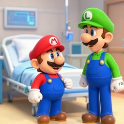 mario visiting luigi in hospital