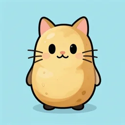 cat in the style of potato, cat potato, potato with cat face, art