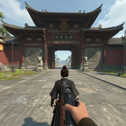 PS1 horror game set in Ancient China, gameplay screenshot, first-person POV
