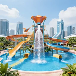 futuristic urban water park